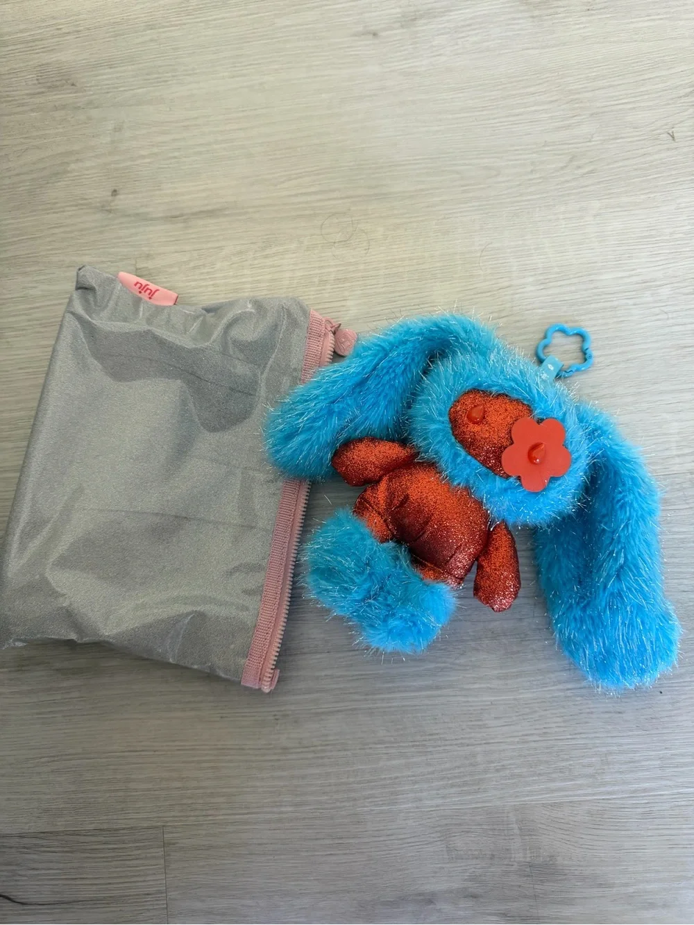 Juju Keychain - Blue Fur with Sparkling Red Body